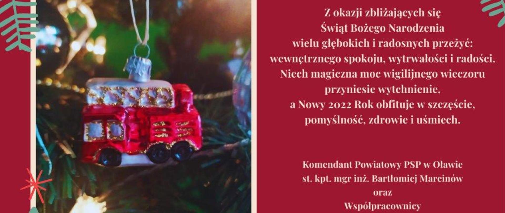 Kartka z życzeniami świątecznymi od strażaków