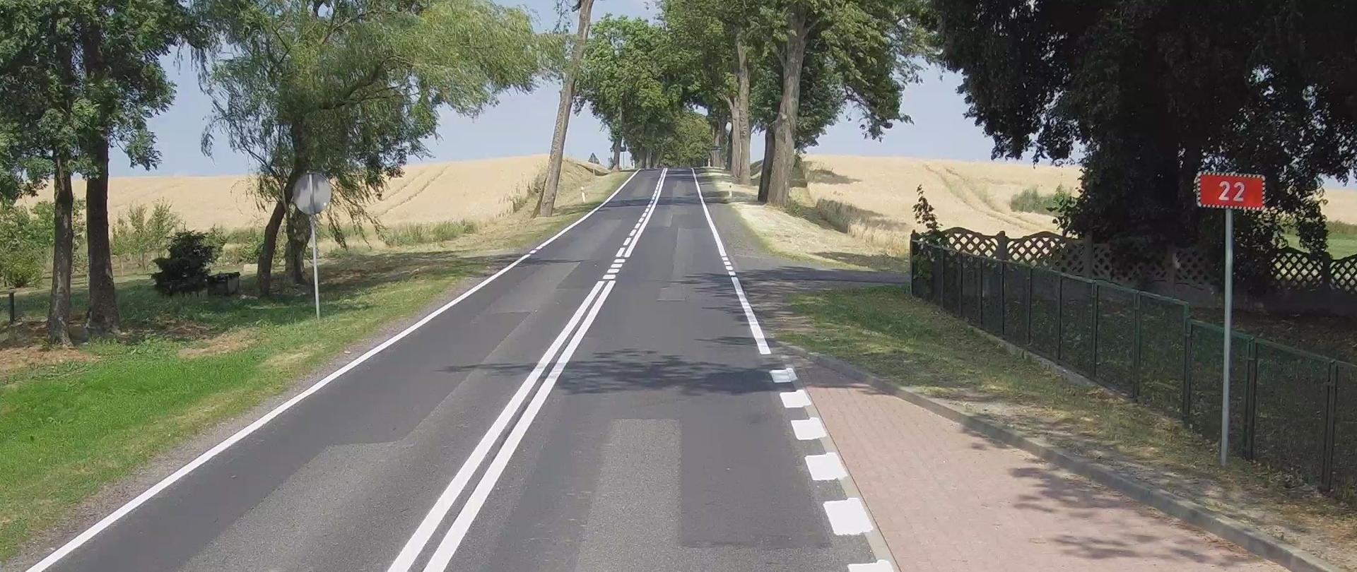 Zdjęcie drogi z widocznym znakiem DK22