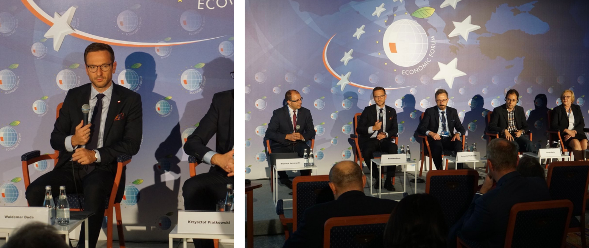 Minister Buda siedzi na panelu na Krynicy 