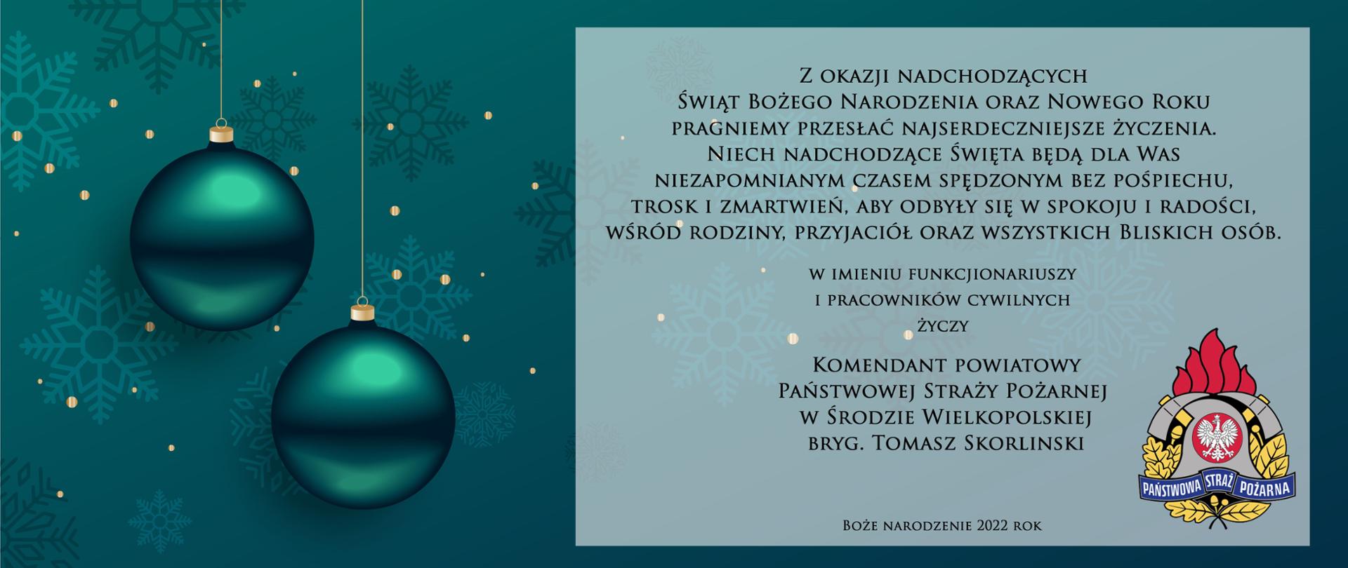 Życzenia Komendanta Powiatowego Państwowej Straży Pożarnej w Środzie Wielkopolskiej 