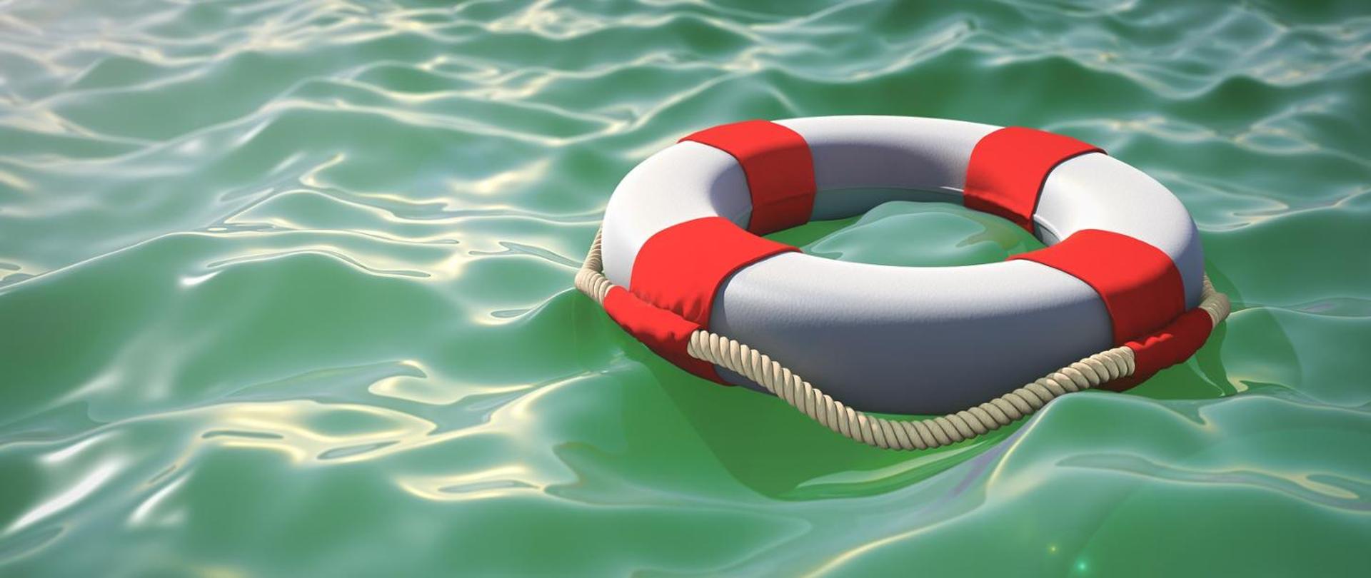 Na wodzie unosi się koło ratunkowe 