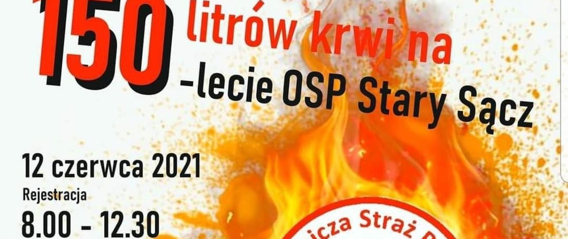 Plakat zapraszający na akcje poboru krwi w dniu 12 czerwca 2021 r.