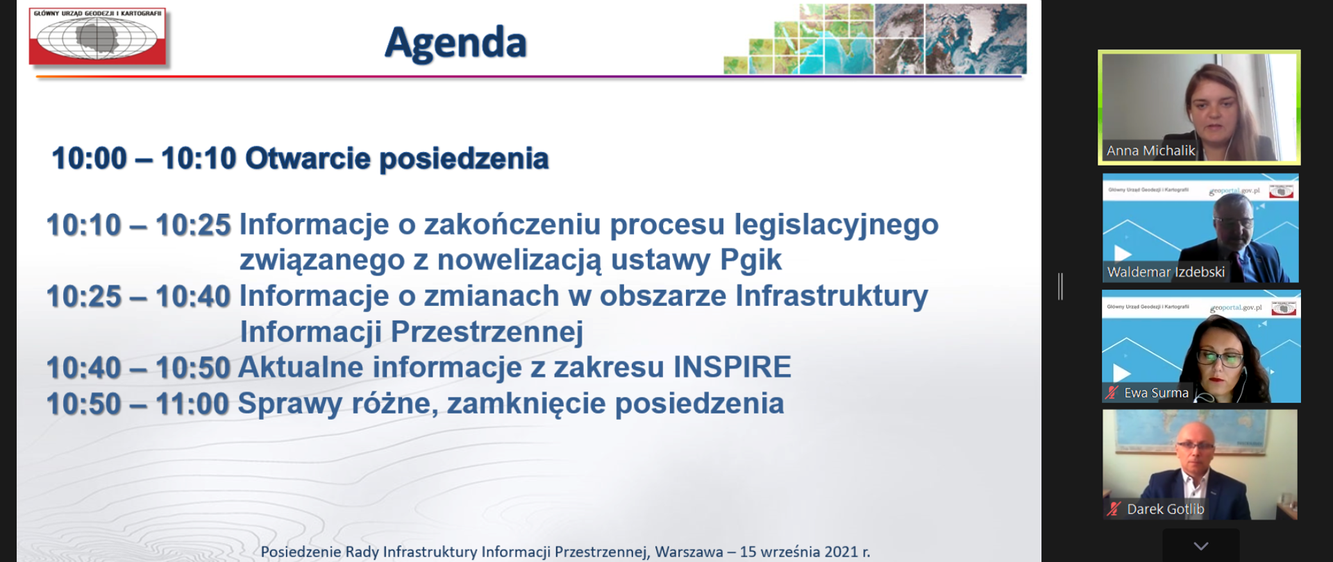 Zrzut ekranu z aplikacji ZOOM (programu do prowadzenia telekonferencji). 