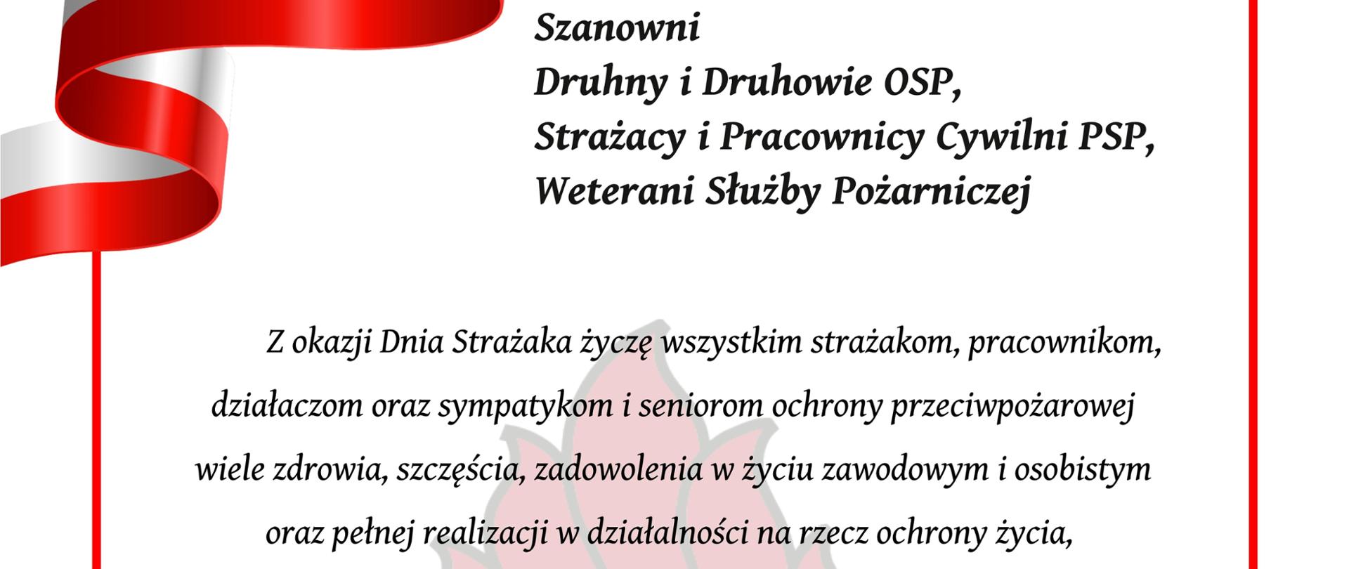 Życzenia Warmińsko-Mazurskiego Komendanta Wojewódzkiego z okazji Dnia Strażaka