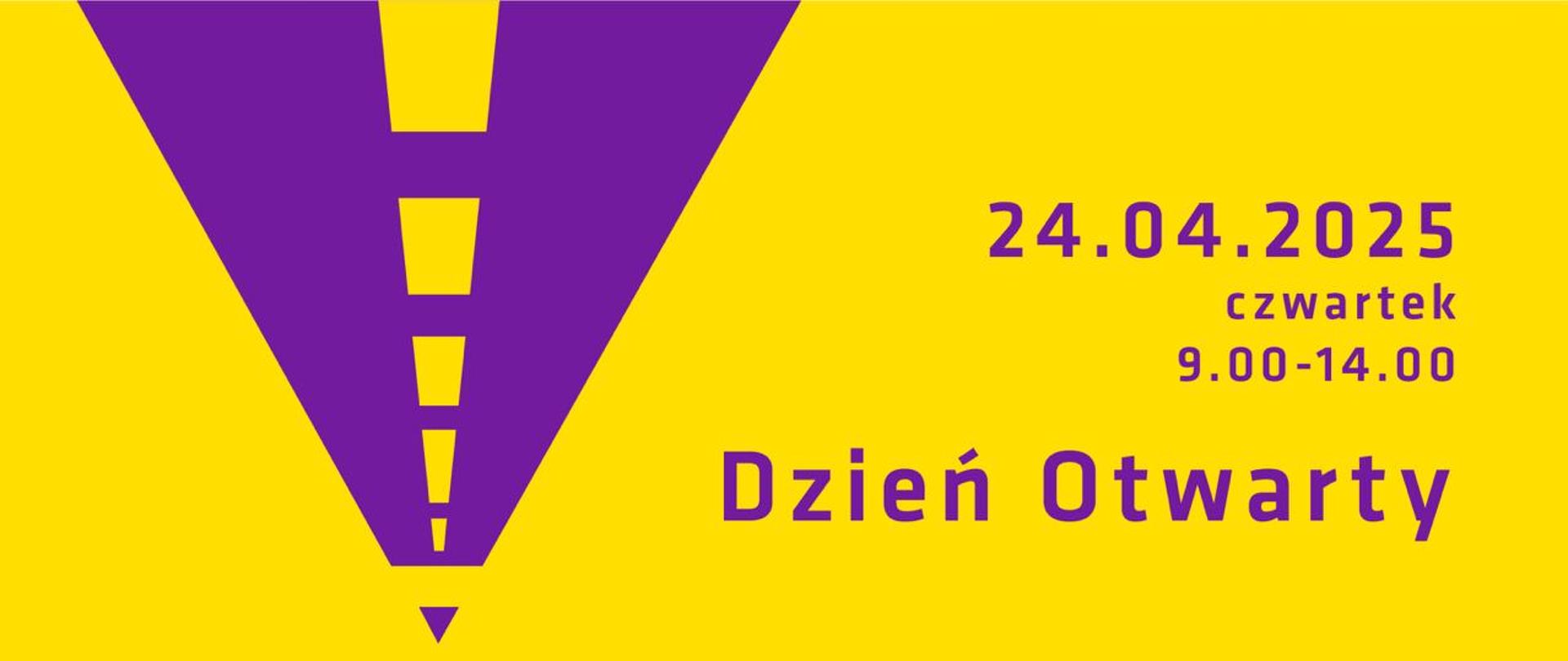 Baner przedstawiający drogę, która przekształca się w ołówek, napisy informujące o dniach otwartych