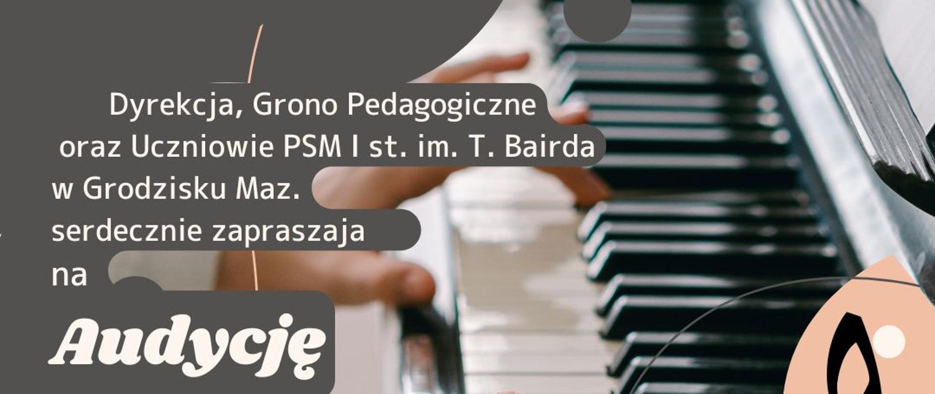 Beżowy plakat z białymi napisami