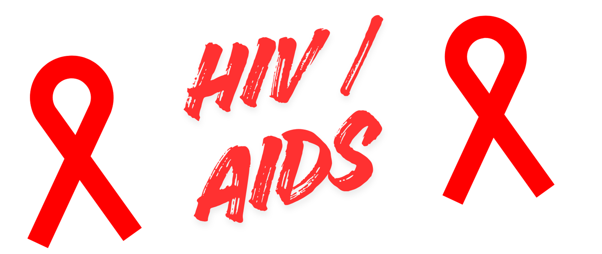 Grafika przedstawia informację: I Powiatowy Konkurs Wiedzy HIV i AIDS - symbole czerwonych wstążek
