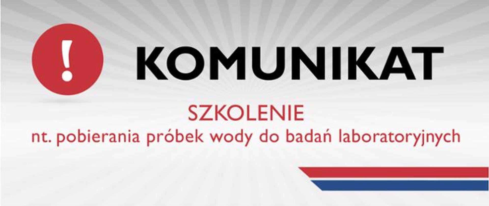 Komunikat szkolenie pobieranie próbek wody