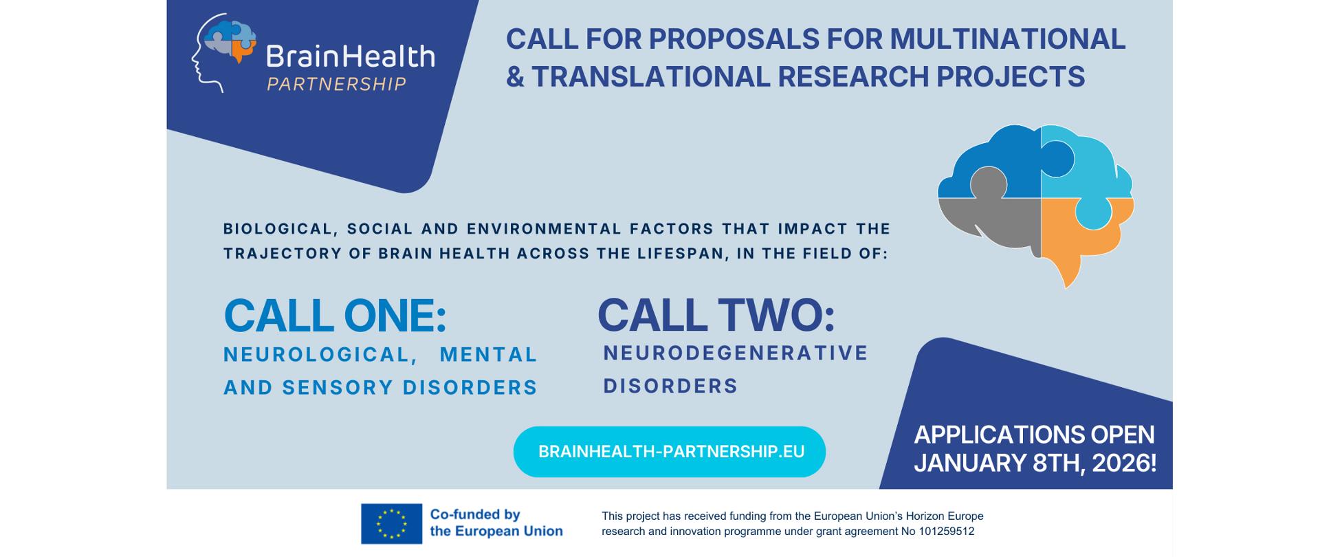 Planowane ogłoszenie konkursów: EP BrainHealth Call 1/2026 oraz Call 2/2026