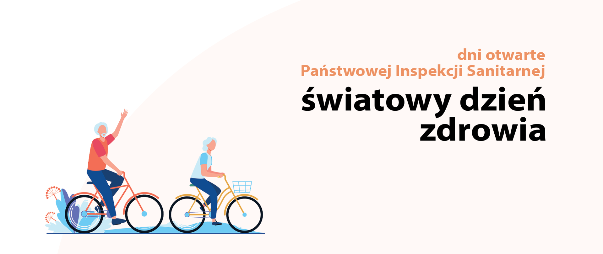 dni otwarte PIS, światowy dzień zdrowia grafika seniorów jadących na rowerze