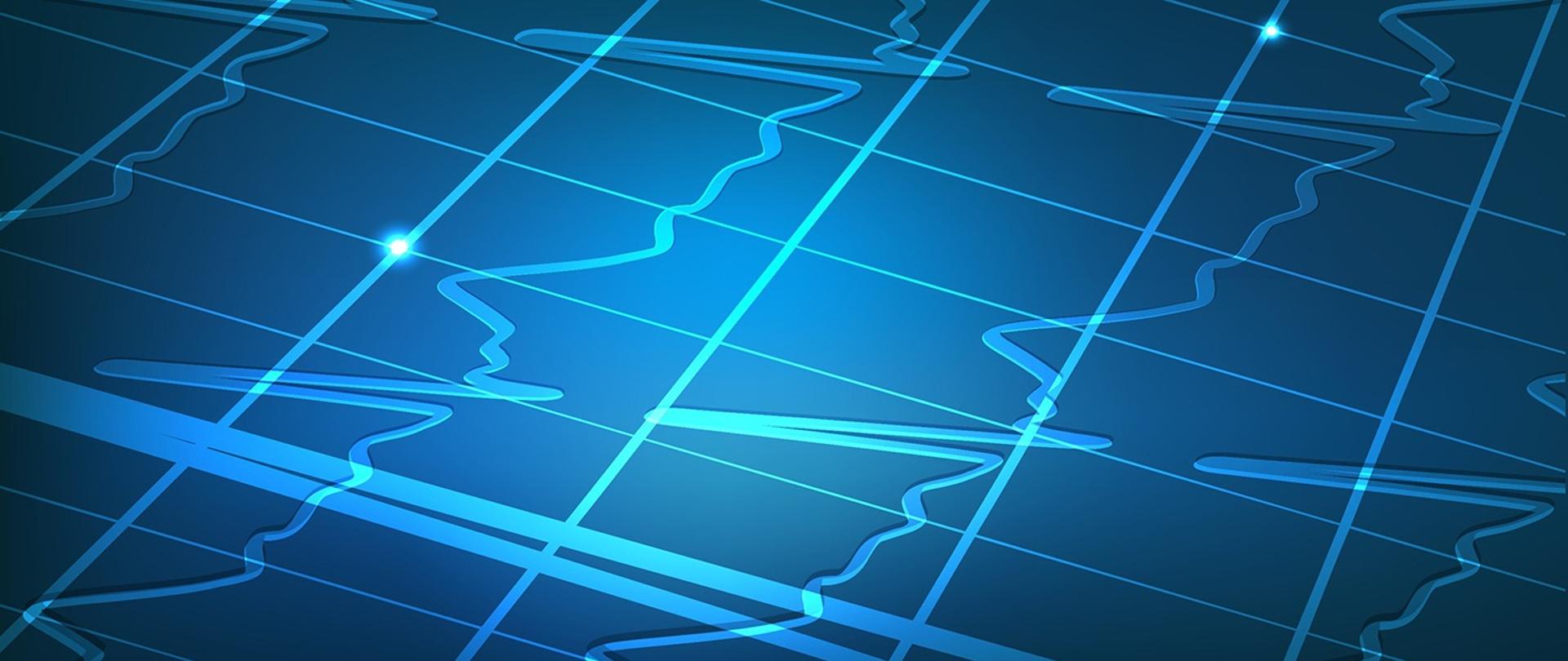 Niebieskie tło z paskami. Na zdjęciu widać przenikające się paski.