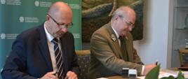 Podpisanie umowy. Robert Gajda, zastępca prezesa NFOŚiGW i Tadeusz Grabowski, dyrektor Roztoczańskiego Parku Narodowego
