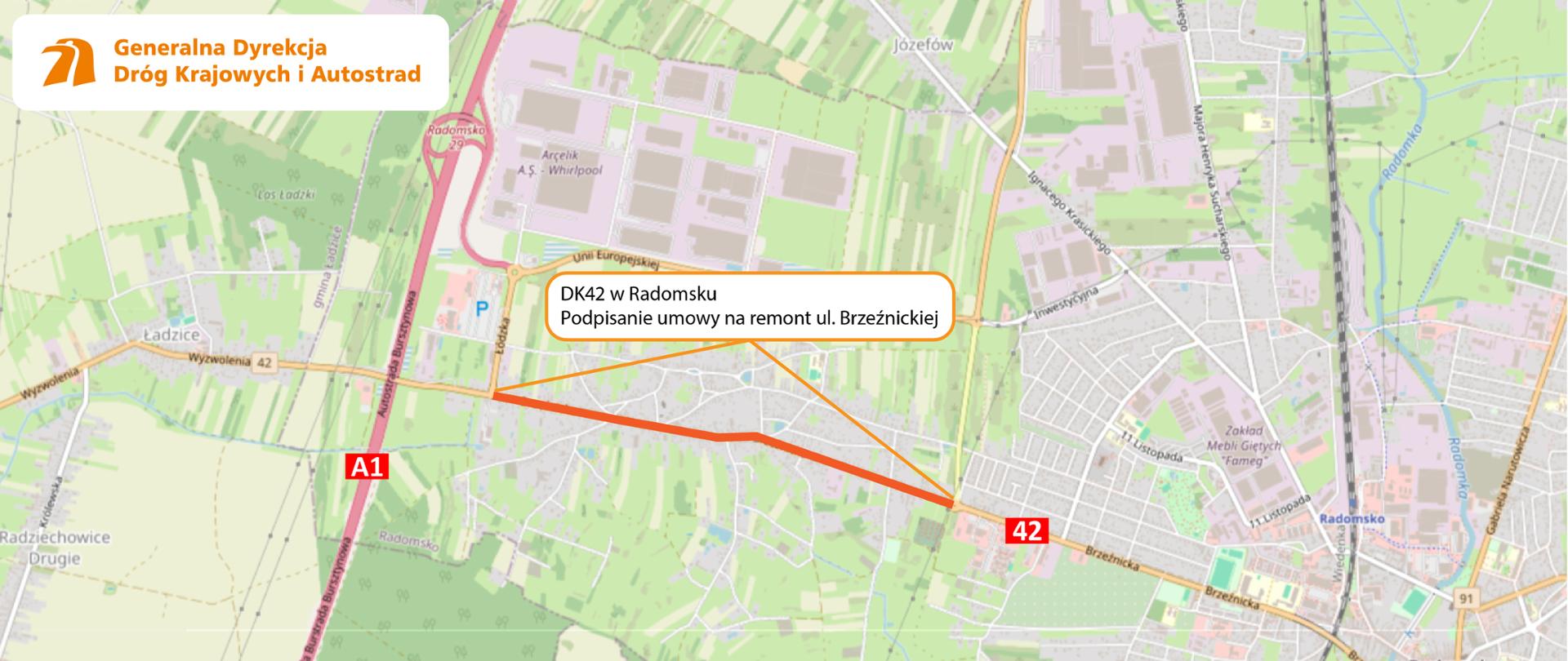 DK42 ul. Brzeźnicka - mapka