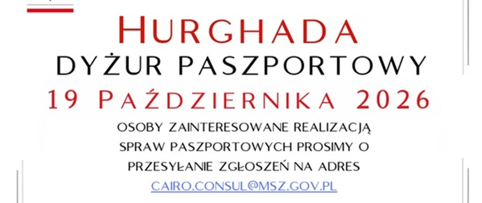 Dyżur paszportowy Hurghada 19102026