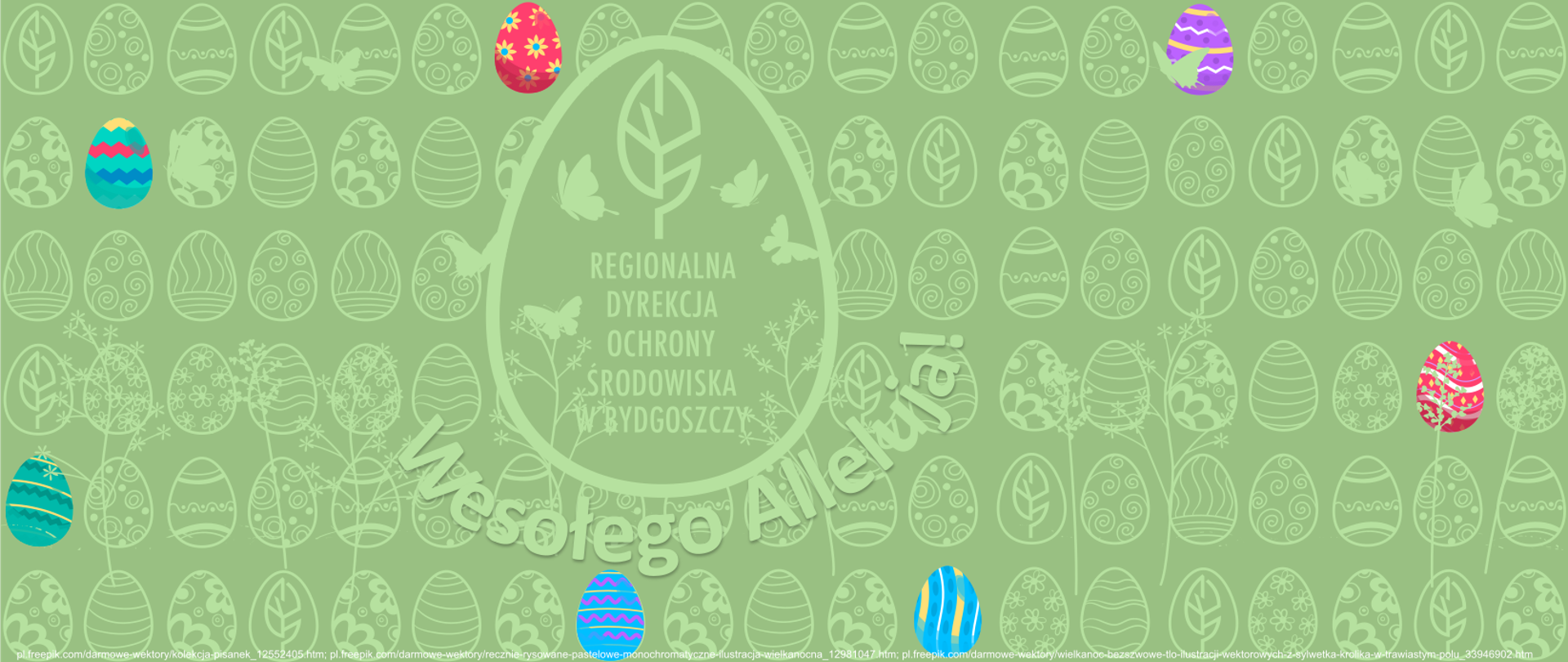 Zielona pocztówka z jasnozielonymi jajkami