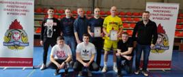 Reprezentacja KP PSP Węgrów podczas eliminacji do XX Mistrzostw Województwa Mazowieckiego Strażaków PSP w Piłce Siatkowej. 