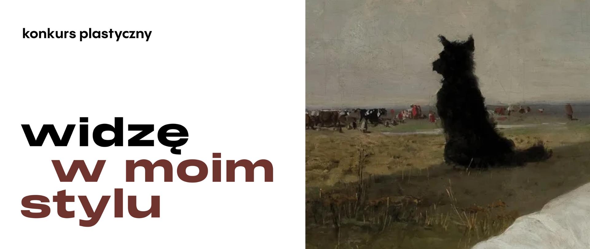 Baner informujący o konkursie plastycznym z fragmentem obrazu Chełmońskiego