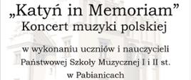 Jasna grafika z umieszczonym w tle budynkiem Muzeum Miasta Pabianic informująca o Koncercie z okazji Międzynarodowego Dnia Muzyki w dniu 5.10.2022 r. o godz. 18.