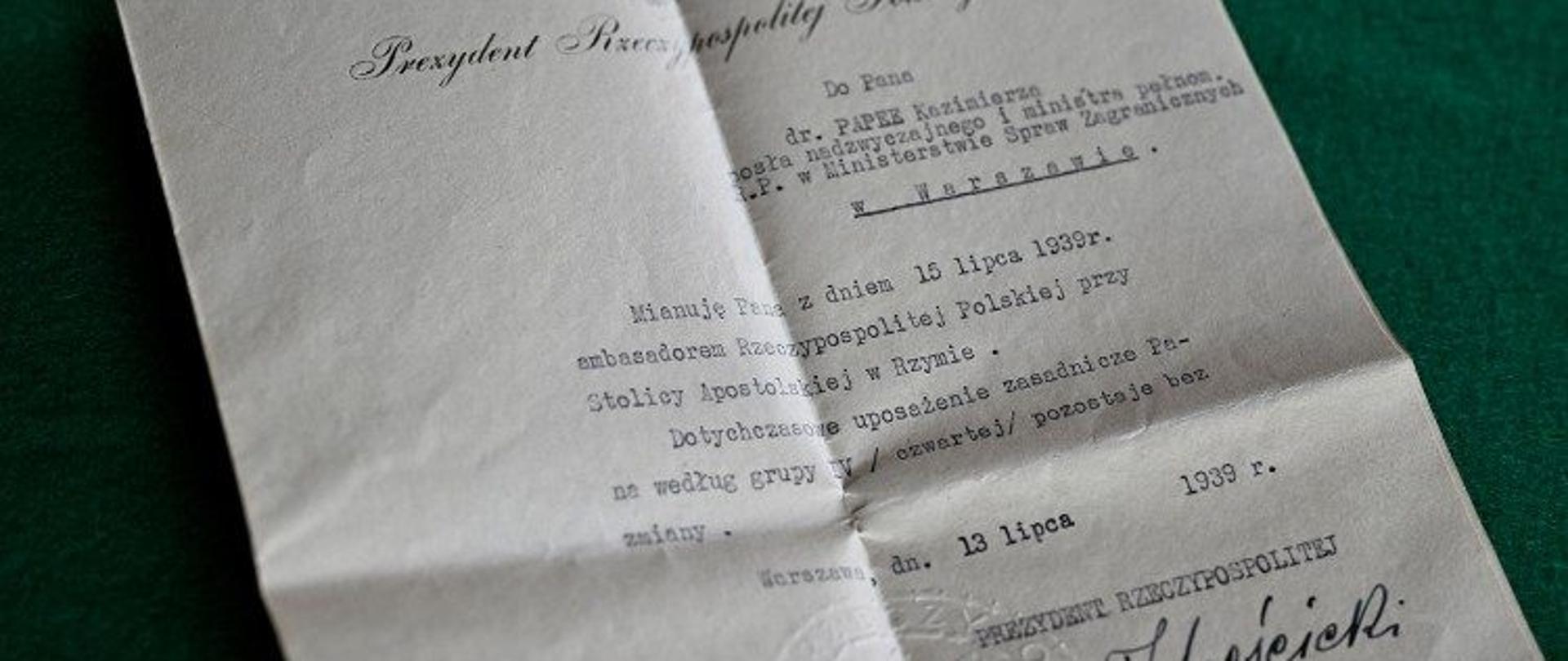 Documenti Ambasciatore Kazimierz Papée