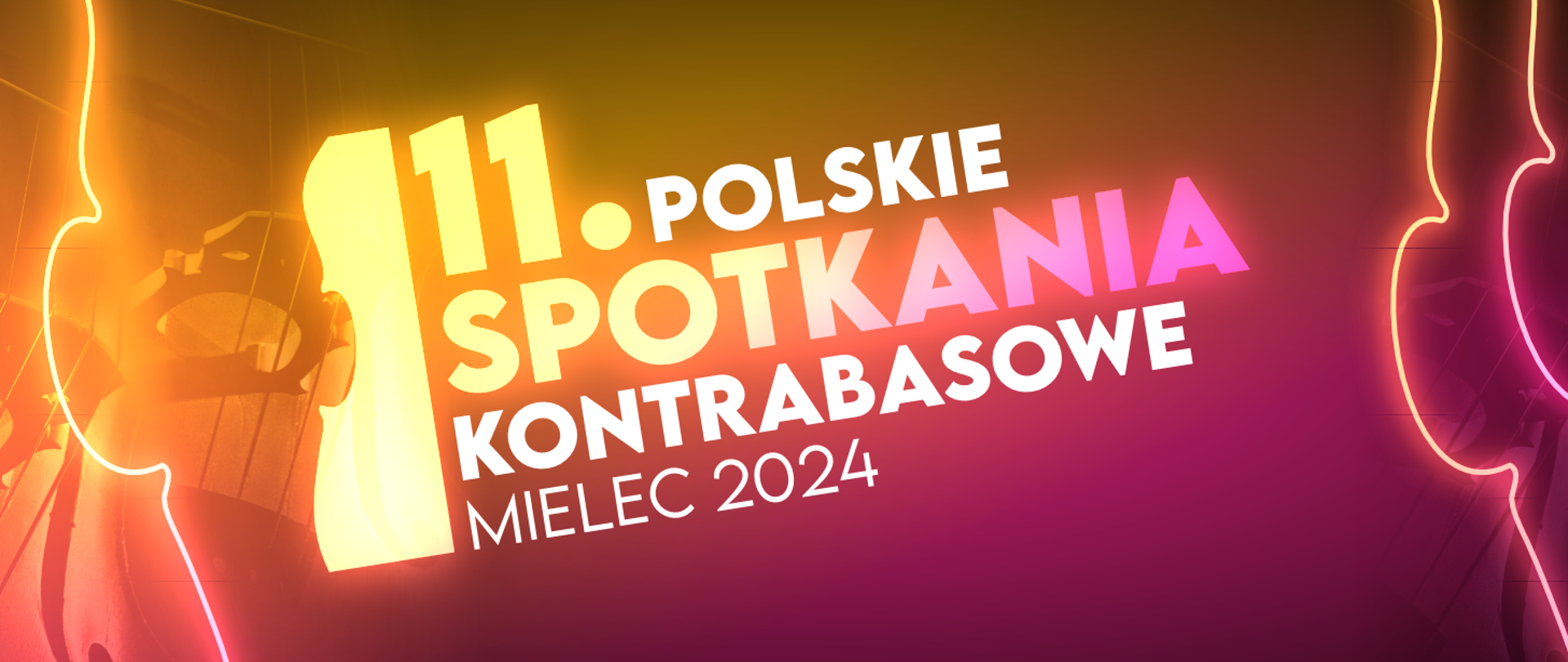 logo 11. Polskich Spotkań Kontrabasowych na żółto-różowym tle