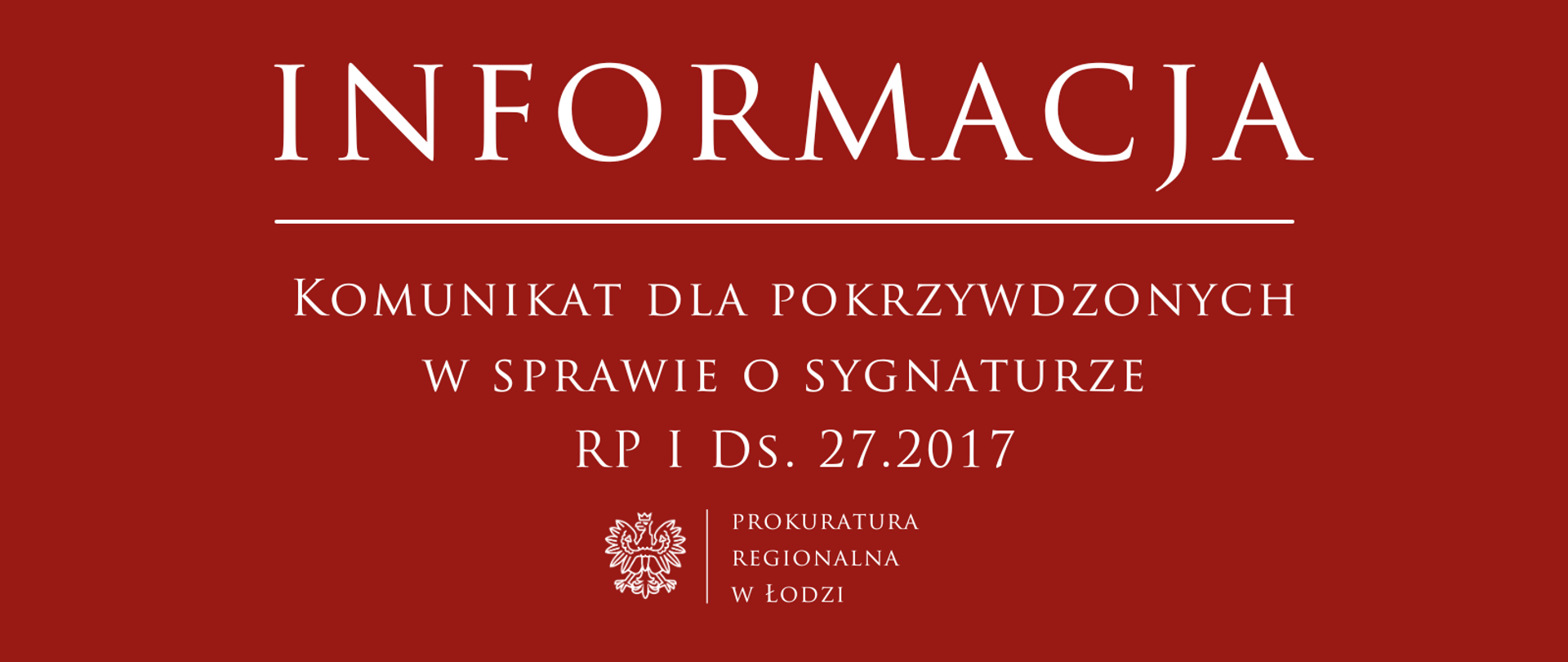 Komunikat Prokuratury Regionalnej w Łodzi 2025-12-19
