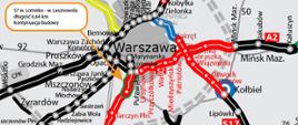 Mapa S7 odcinek Lotnisko - Lesznowola