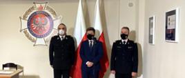 Na zdjęciu Szef KPRM, Prezes ZGZOSP RP oraz Komendant Główny PSP