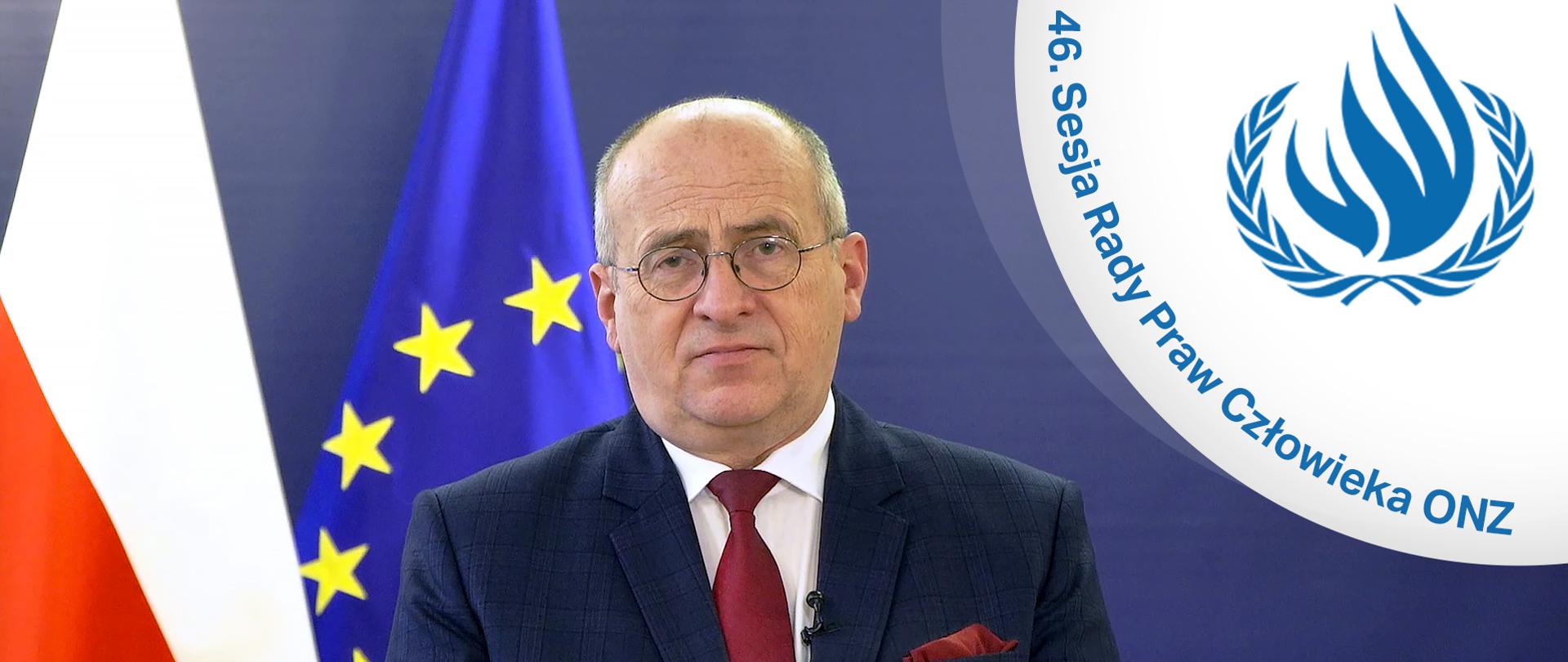 2021.02.23 Warsaw. Minister Zbigniew Rau takes part in ministerial debate on human rights in Crimea
Photo: Gabriel Piętka / MFA