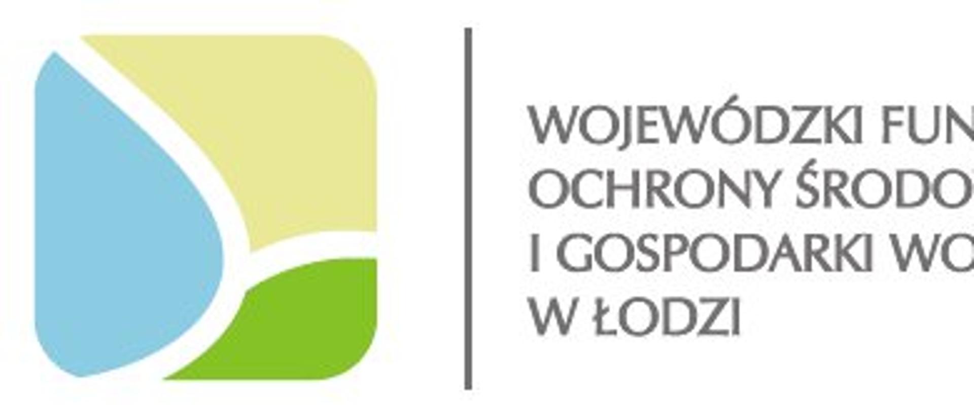 Kwadratowe kolorowe logo. Obok napis Wojewódzki Fundusz Ochrony Środowiska i Gospodarki Wodnej w Łodzi