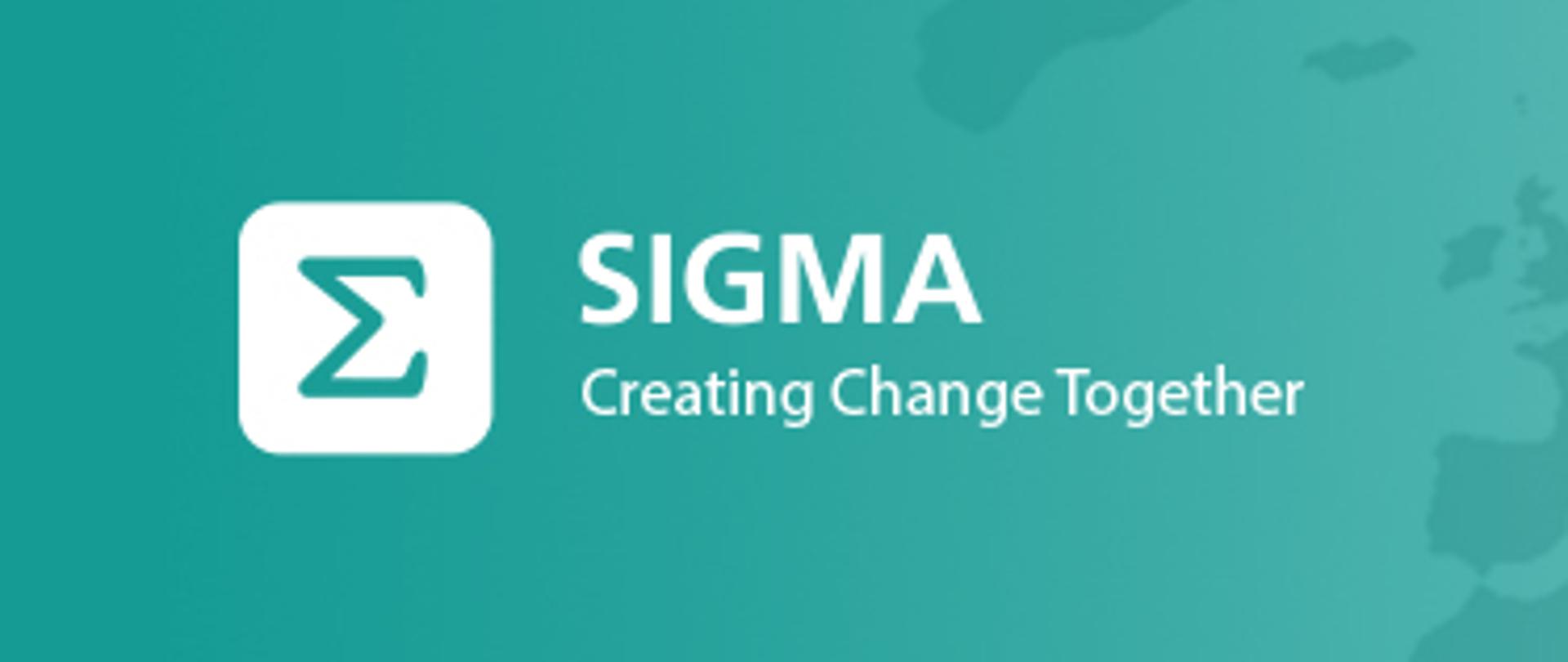Logo programu Sigma na jasno-zielnym tle