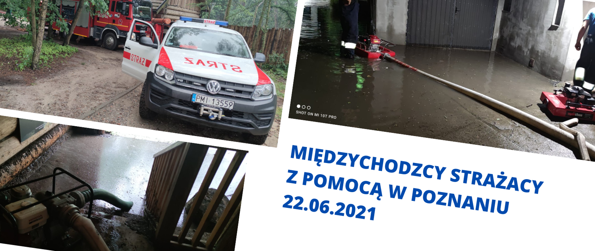 Zdjęcie przedstawia działania strażaków podczas pomocy po burzach w Poznaniu