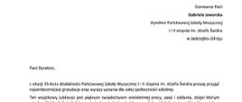 Gratulacje z okazji Jubileuszu 35 - lecia Szkoły