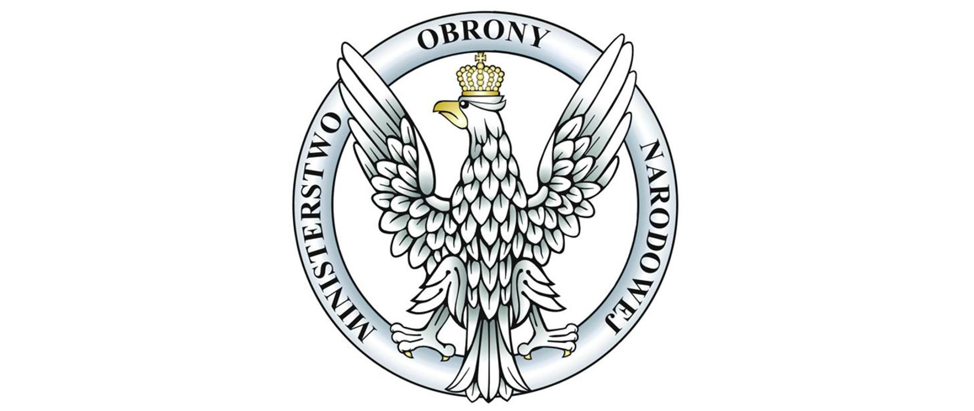 Napis: Ministerstwo Obrony Narodowej + orzeł w koronie
