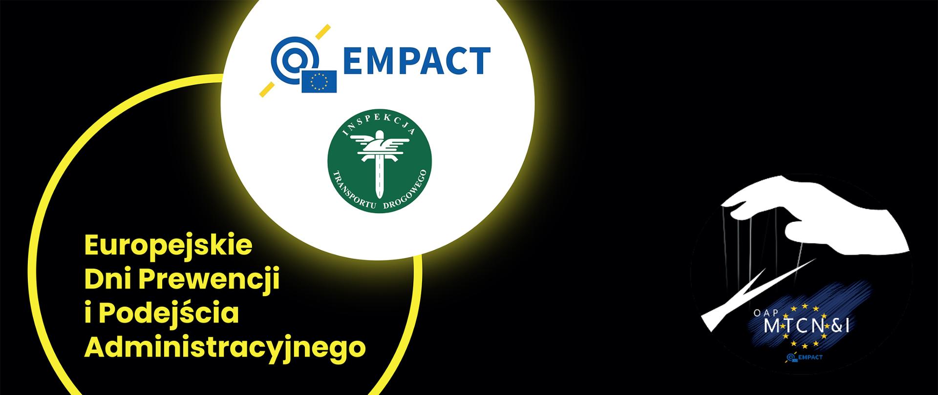 Grafika z hasłem Europejskie Dni Prewencji i Podejścia Administracyjnego plus logo organizatorów i ITD

