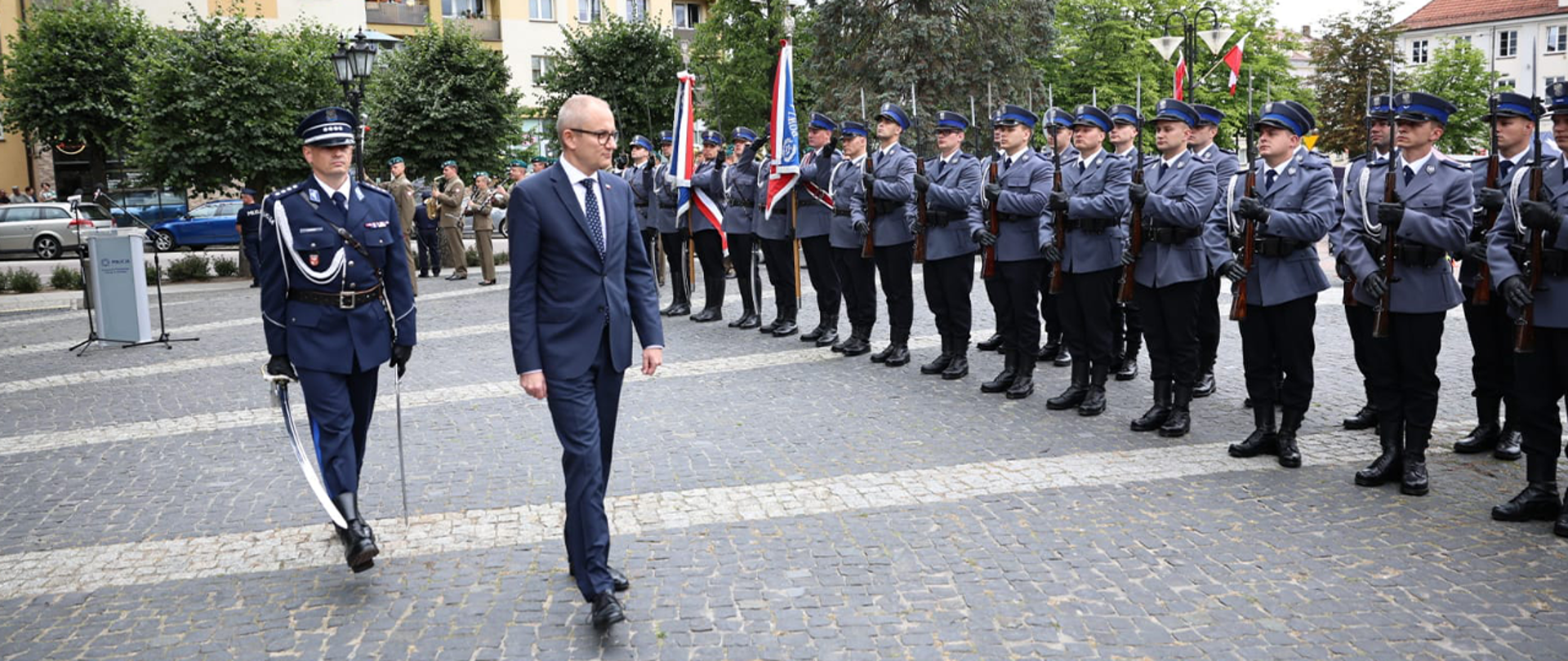 Uroczystość z okazji Święta Policji w Gołdapi z udziałem wiceministra Błażeja Pobożego
