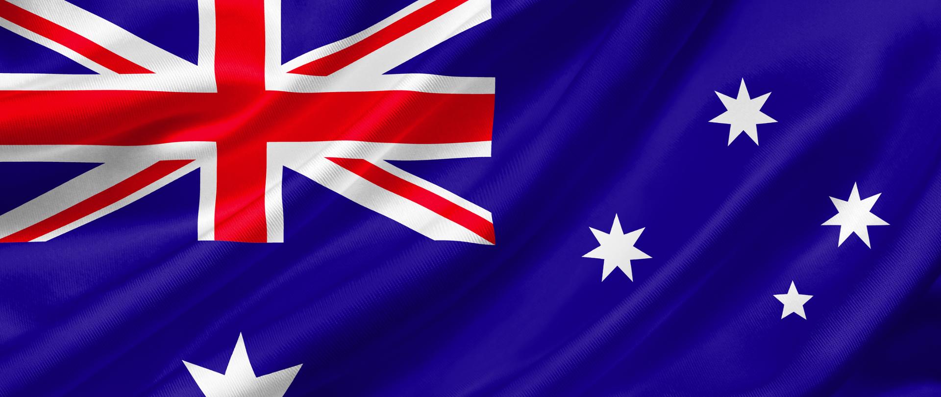 Australia flag waving with the wind, 3D illustration.