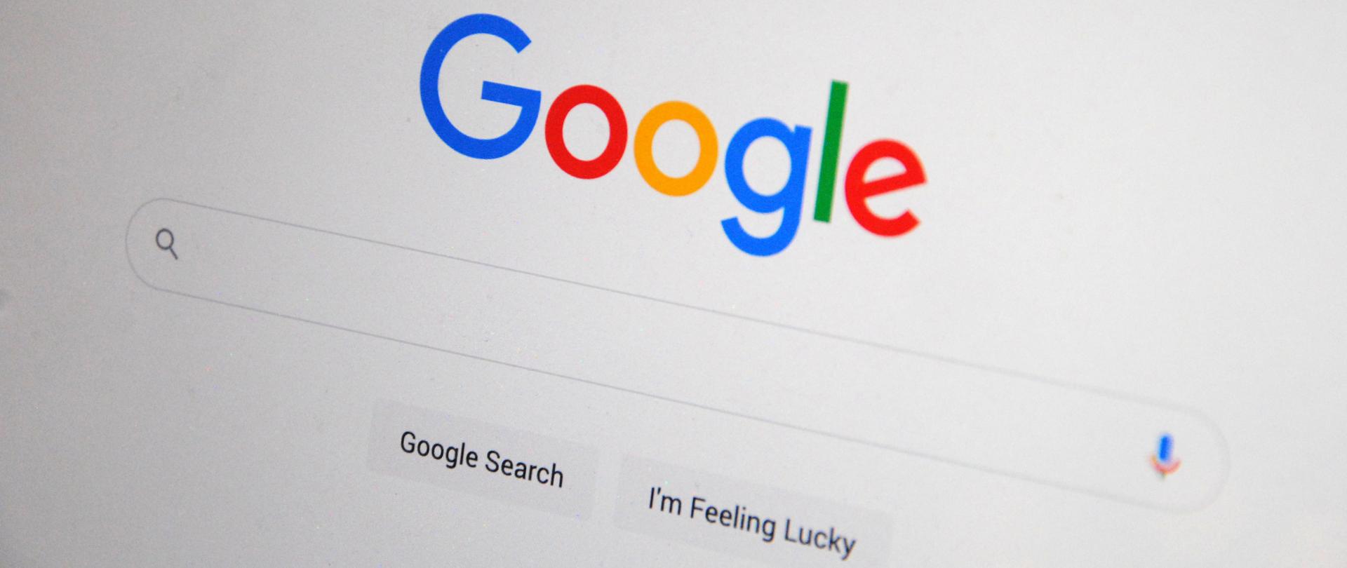 zdjęcie strony www z wyszukiwarką google