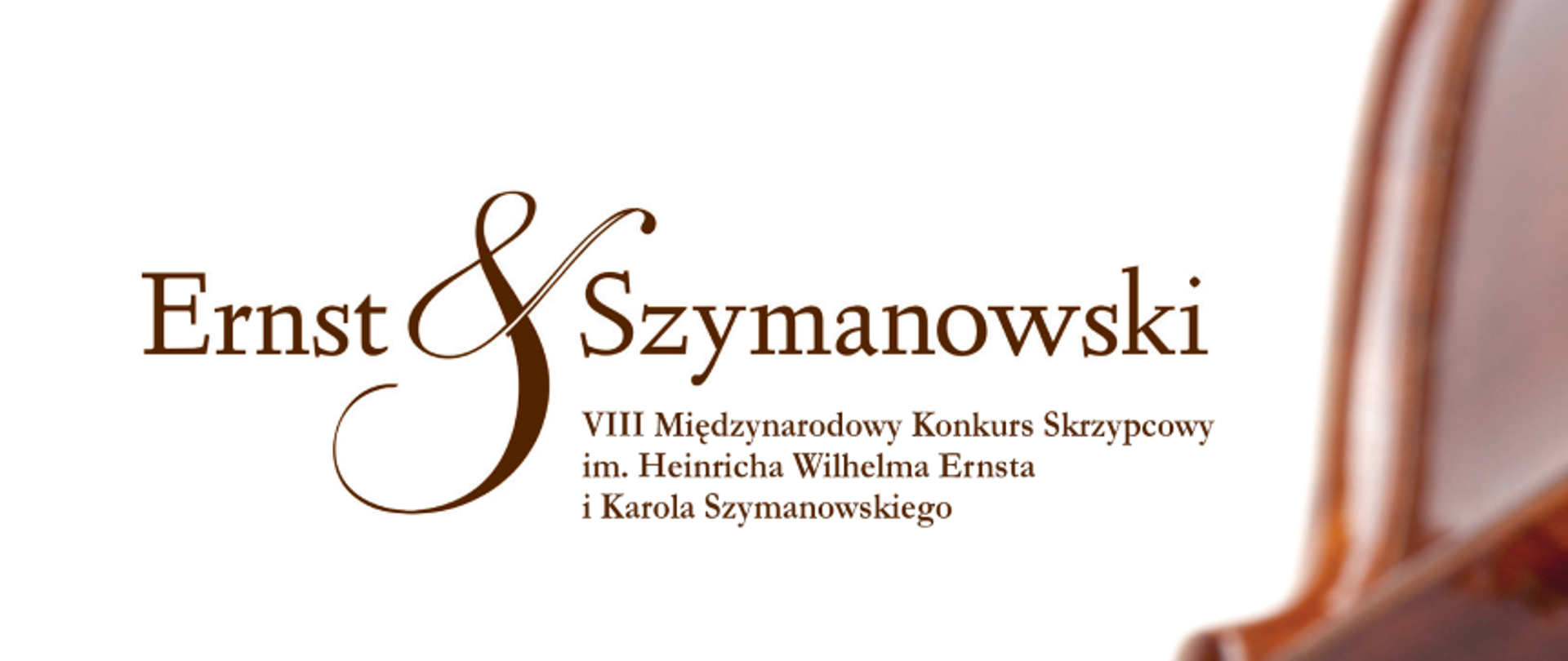 plakat zapowiadający VIII Międzynarodowy Konkurs Ernst & Szymanowski. Zawiera stylizowane zdęcie skrzypiec, w których odbija się budynek Ogólnokształcącej Szkoły Muzycznej I i II st.