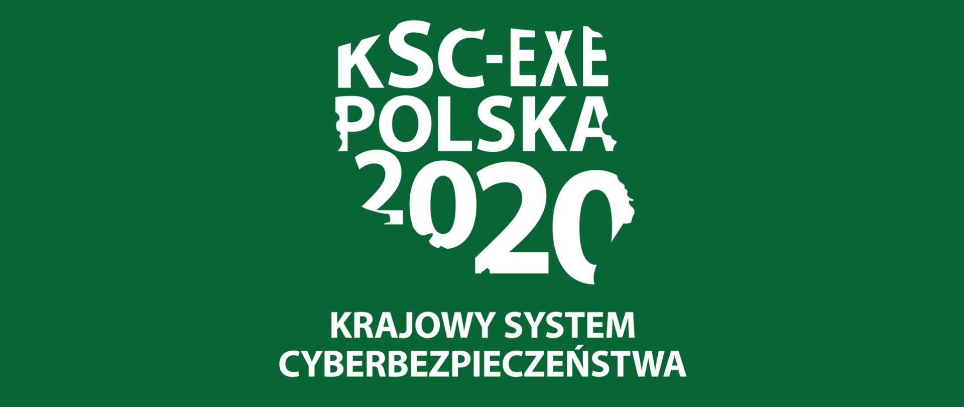 Napis KSC-EXE Polska 2020 na zielonym tle, logo ćwiczeń