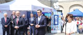 min. Adam Niedzielski, premier Mateusz Morawiecki, min. Marlena Maląg