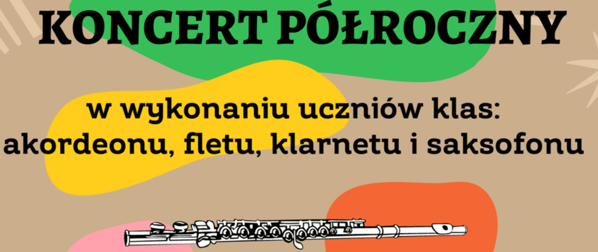 Plakat wielokolorowy z klarnetem.