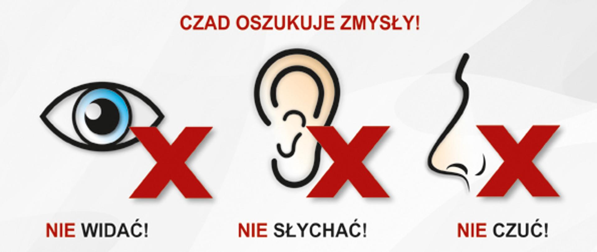 Plakat informujący o właściwościach tlenku węgla - czadu. Tlenek węgla jest bezwonny, bezbarwny oraz nie gryzie w oczy. Na plakacie znajdują się symbole graficzne - rysunki postaci, rodzajów zmysłów, źródła powstawania tlenku węgla w domach lub mieszkaniach. Plakat ma na celu przestrzeżenie społeczeństwa przed błędnym myśleniem ludzi o właściwościach czadu oraz działaniach ludzkich w miejscach powstawania czadu.
Plakaty są graficzną alternatywą dla treści zawartych w tekście.