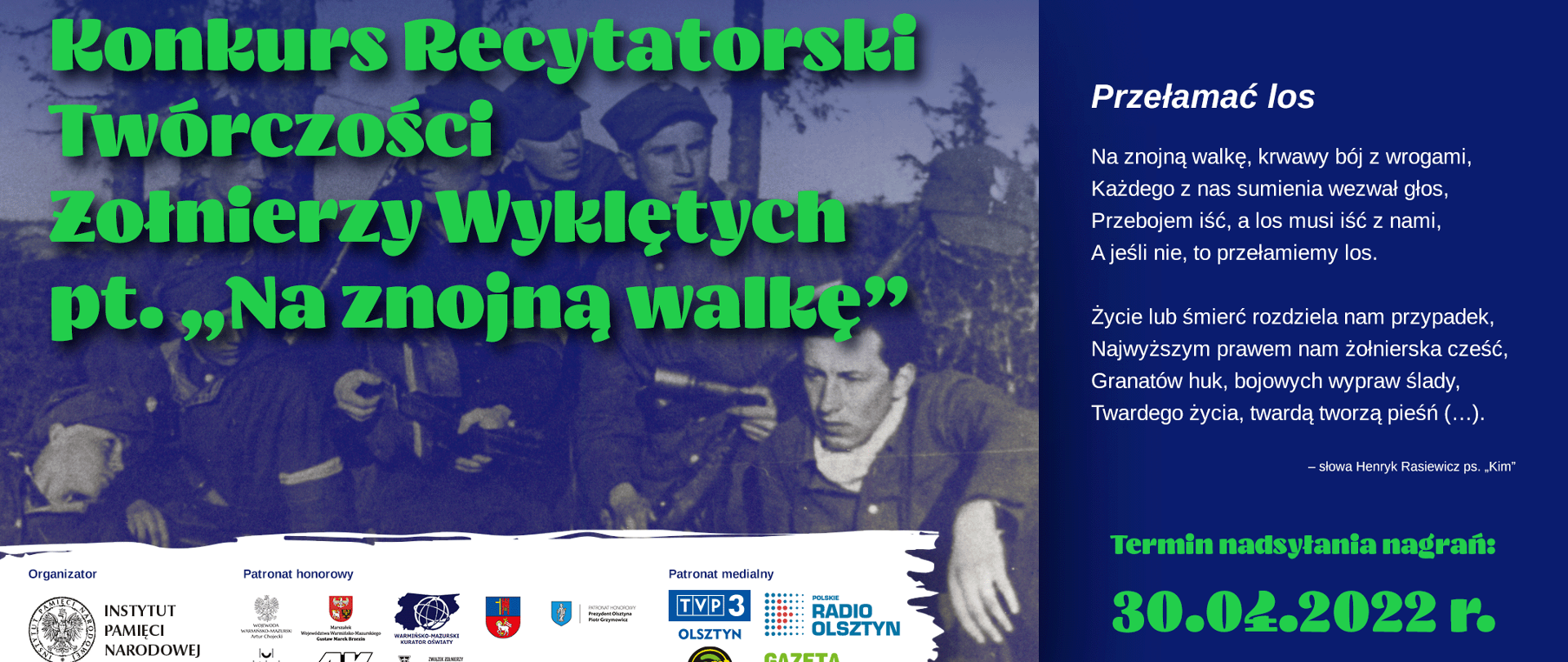  konkurs recytatorski twórczości Żołnierzy Wyklętych "Na znojną walkę"