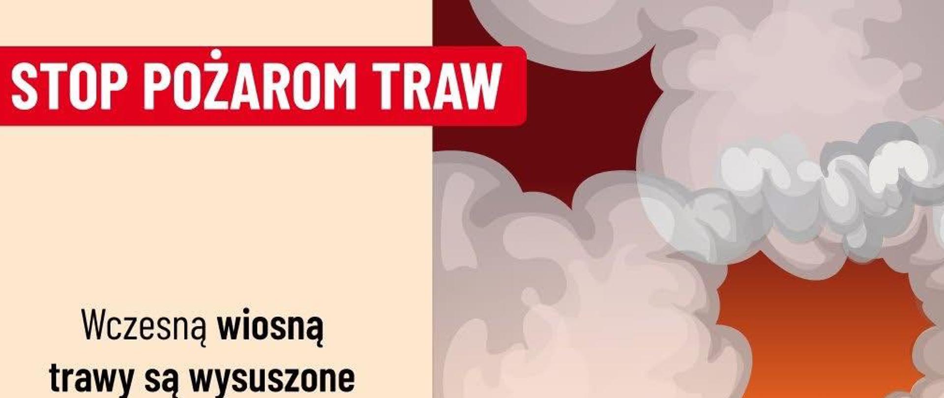 Zdjęcie przedstawia plakat dotyczący pożarów traw