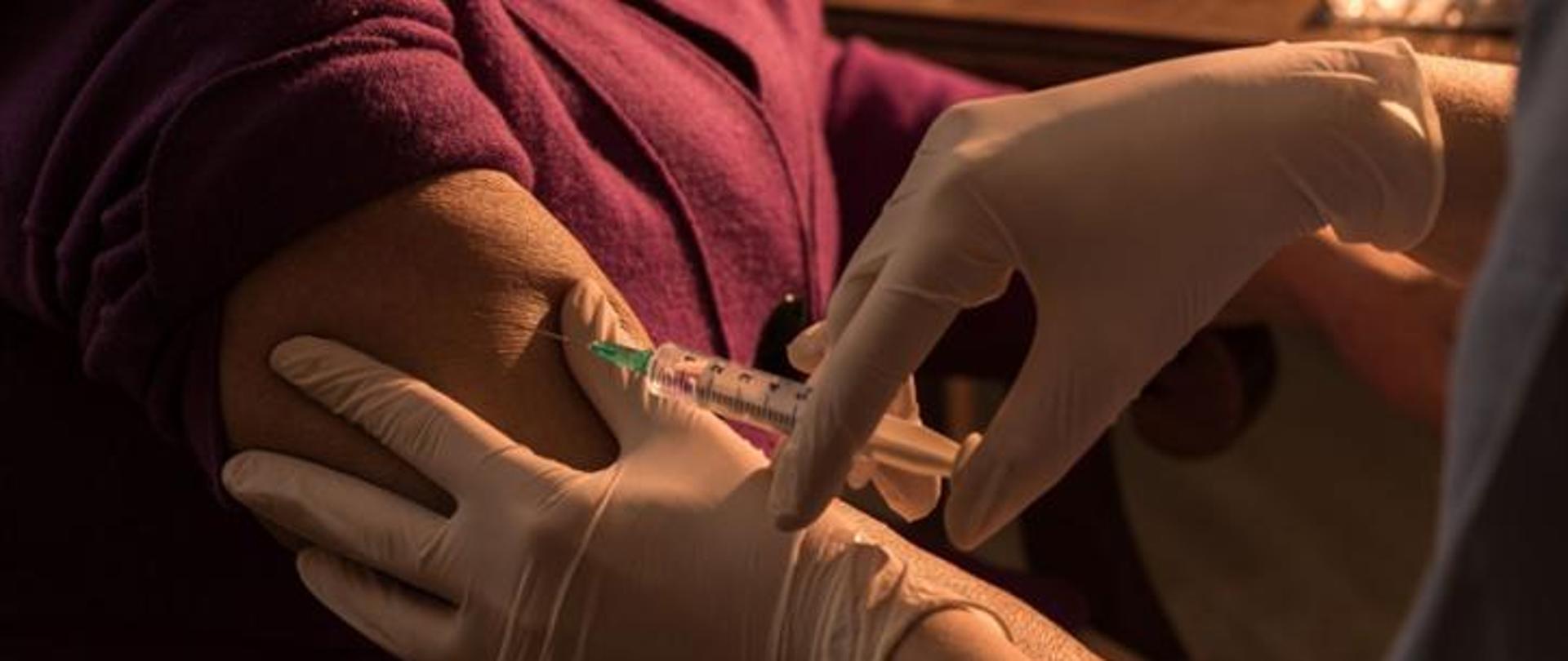 Zdjęcie przedstawia poglądową procedurę szczepienia