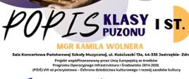 Plakat informacyjny dotyczący popisu klasy puzonu mgr Kamila Wolnera odbywającego się w dniu 27.11.2024 o godz. 17.45.
