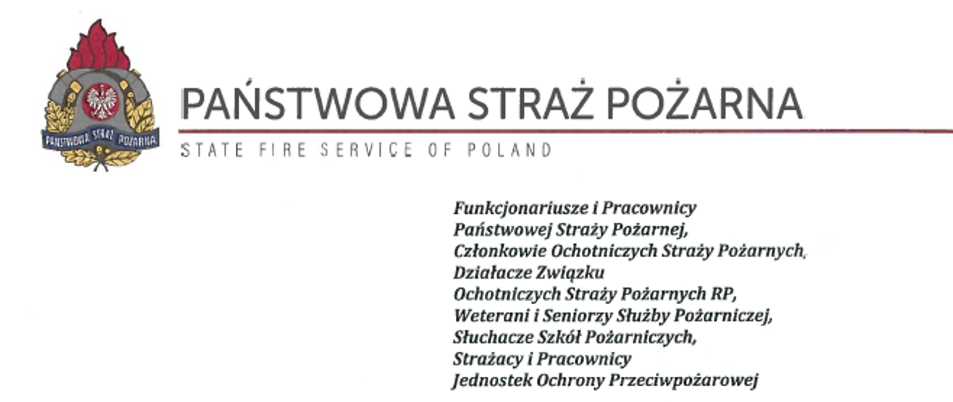 Listy z życzeniami Komendanta Głównego Państwowej Straży Pożarnej
