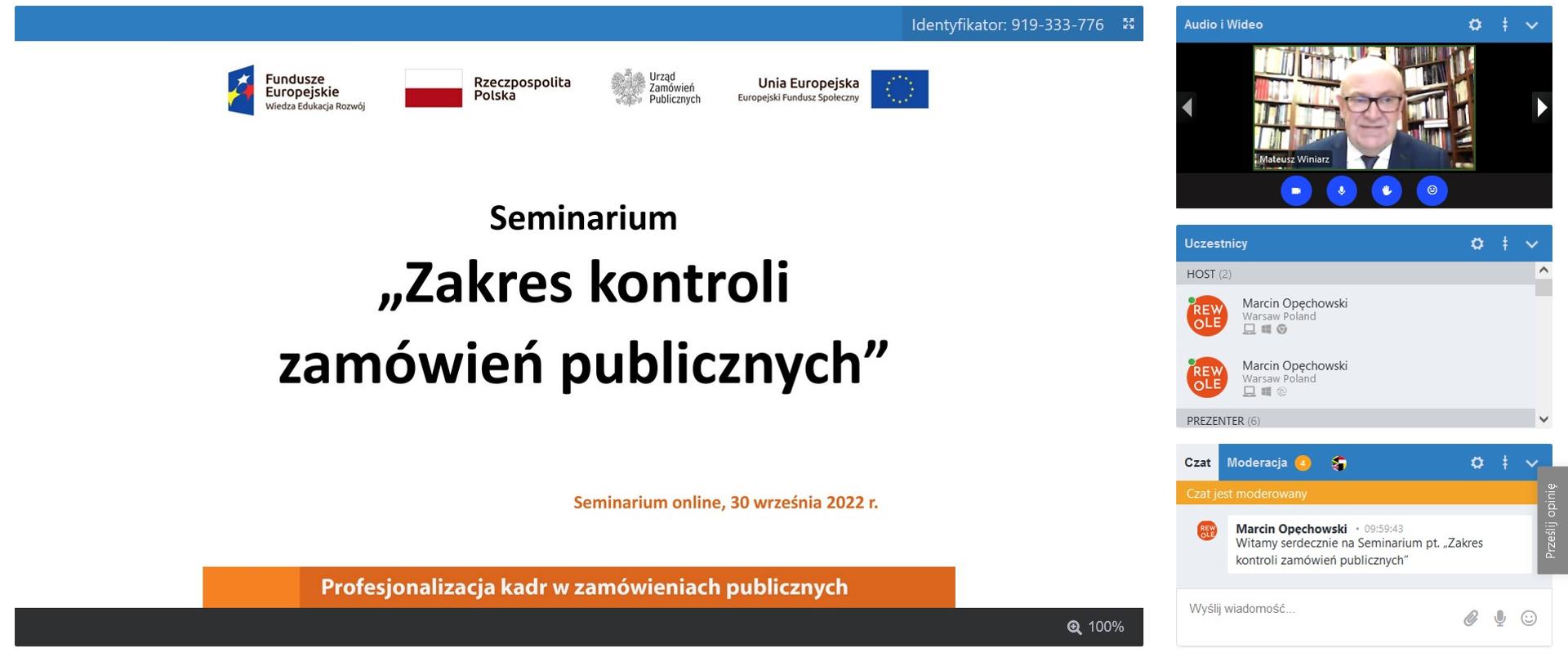 Seminarium "Zakres kontroli zamówień publicznych", 30 września 2022 r.