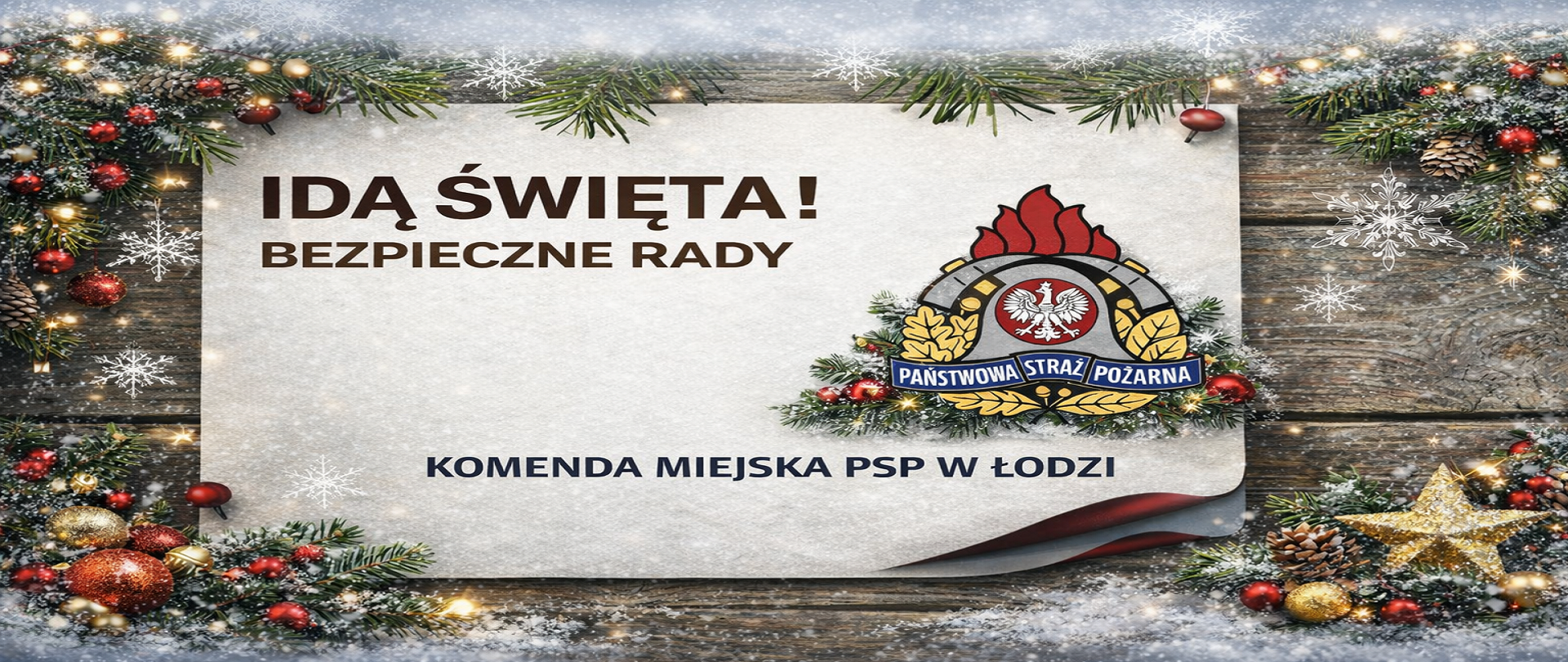 Grafika z napisem Bezpieczne rady i logo psp