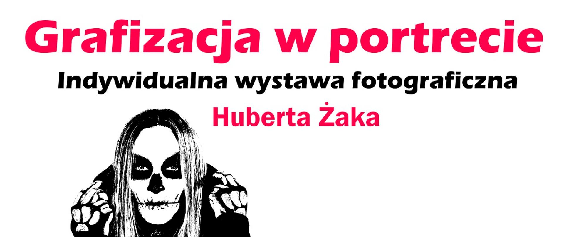  Grafika przedstawia osobę w czerni i bieli po lewej stronie. Na górze czerwony napis Grafizacja w portrecie.